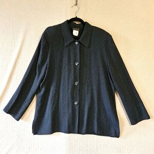 Louben For J. Michaels Women's Dark Grey Speckled Lightweight Blouse Sz 16